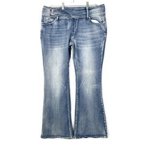 Flamingo Flare Jeans Mid Rise Womens 2XL Blue Denim Bell Bottoms Retro 36x31